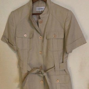 Calvin Klein Off-White Linen Safari Jacket Size 10